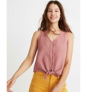 Madewell Pink V-Neck Sleeveless Tank Top